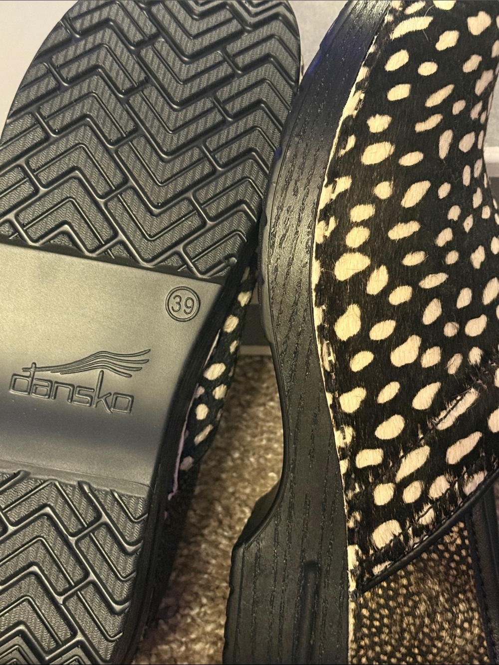 Dansko Black & White Spotted Haircalf Clog - Picture 10 of 10